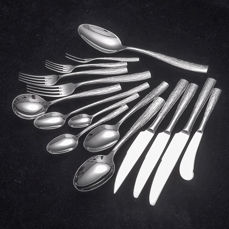 Classic 15-Piece Stainless Steel Cutlery Set Family Size Silverware Pack + Public Spoon
