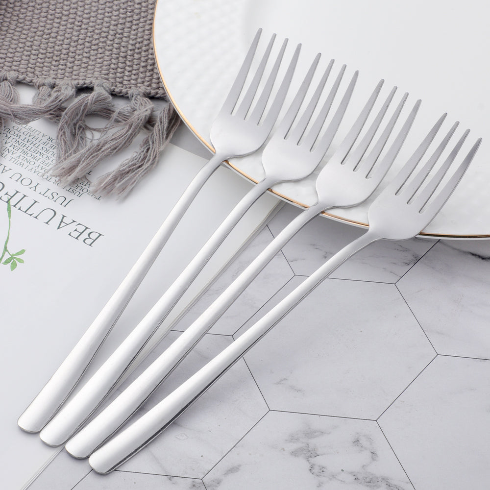 Cheap wholesale stainless steel metal long handle salad gold fruit fork