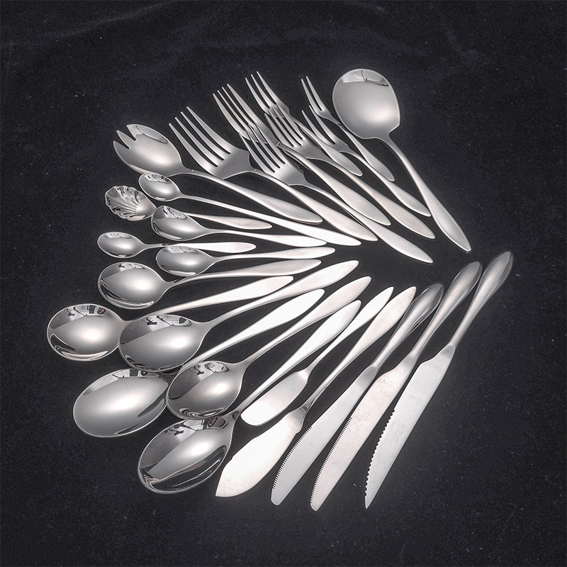 High-End 25-Piece Stainless Steel Cutlery Set Luxury Silverware for Dining Flatware Wholesale Supplier