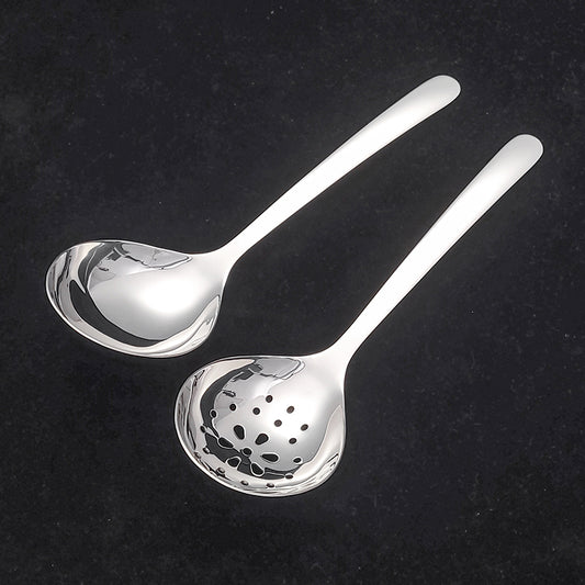 Stainless Steel Soup Ladle Serving Ladle Scoop And Slotted Spoon Set Of 2 Cooking Utensils Set for Kitchen