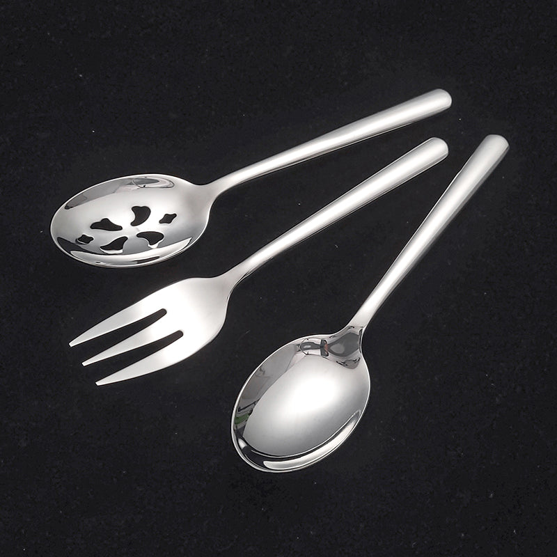 3 Piece Stainless Steel Serving Spoons Set,  Includes Large, Slotted,  Fork for Parties/Kitchen/Buffet/Catering, Dishwasher Safe