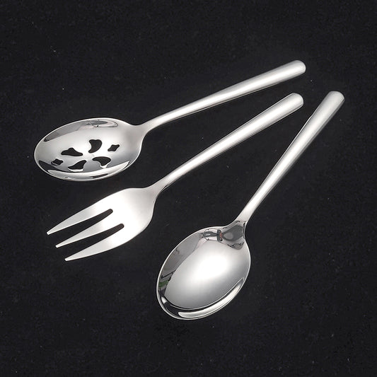 3 Piece Stainless Steel Serving Spoons Set,  Includes Large, Slotted,  Fork for Parties/Kitchen/Buffet/Catering, Dishwasher Safe