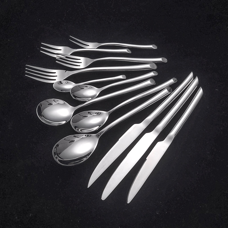 Wholesale Custom Logo 18/10 Stainless Steel Flatware Set 24-Piece Silverware Cutlery Set for Restaurant