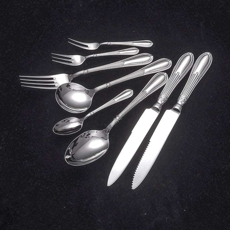 Luxury Wedding 18/0 Stainless Steel Flatware Set Custom Logo Engraving Available Elegant Silverware Collection