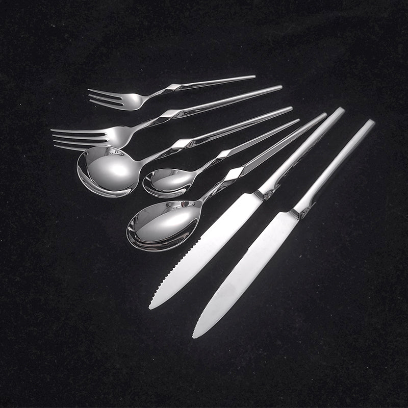 Wholesale 7-Piece OEM Stainless Steel Flatware Modern Silverware Cutlery Set for Hotel and Restaurant
