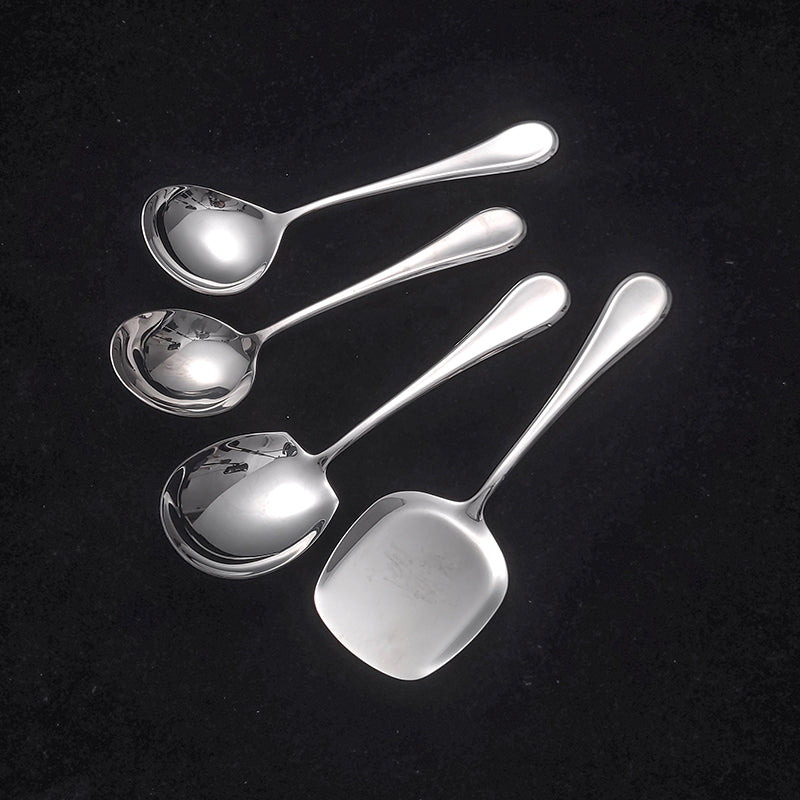Serving Utensils Set Silver Stainless Steel Metal Large Serving Spoons, Salad spoon Spatula Serving spoon Gravy spoon for Buffet, Catering, Entertaining