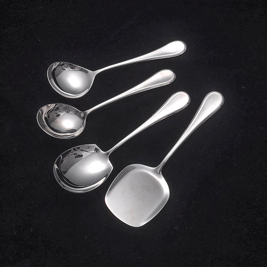 Serving Utensils Set Silver Stainless Steel Metal Large Serving Spoons, Salad spoon Spatula Serving spoon Gravy spoon for Buffet, Catering, Entertaining