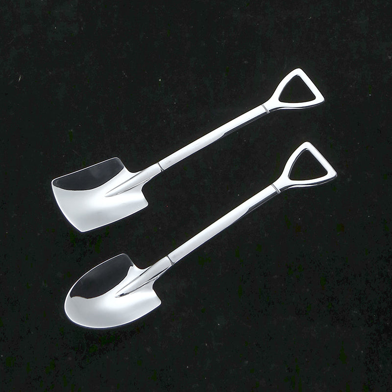 50pcs Rainbow Shovel Spoons Small Shovel Shape Stainless Steel Dessert Fruit Iced Tea Coffee Mixing Jam Ice Cream Salad Spade Spoons