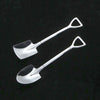 50pcs Rainbow Shovel Spoons Small Shovel Shape Stainless Steel Dessert Fruit Iced Tea Coffee Mixing Jam Ice Cream Salad Spade Spoons