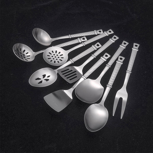 Kitchen Utensils Set, Large Cooking Utensils Set 9 Pcs Stainless Steel Spatula Soup Ladle Pasta Server Kitchen Gadgets Utensils Set