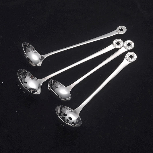 Newness Soup Ladle Hot Pot Spoon Resilient 304 Stainless Steel Soup Spoon Cooking Spoon for Kitchen