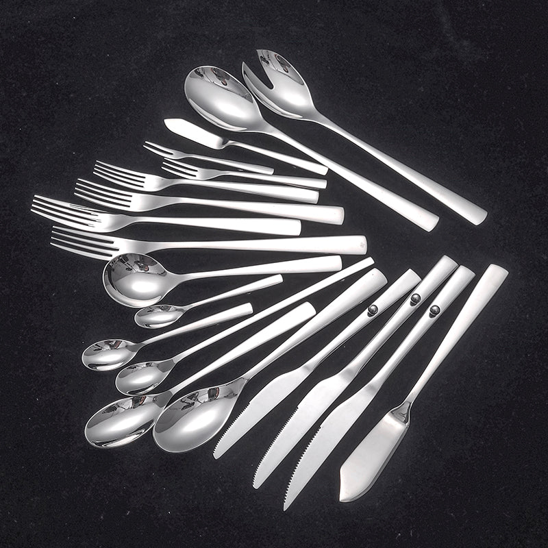 Silverware Set Service Premium Stainless Steel Flatware Set Mirror Polished Cutlery Utensil Sets Durable Kitchen Eating Tableware Sets Include Fork Knife Spoon