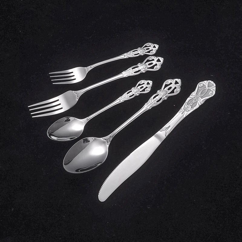Crown Tableware Set OEM Custom Logo Stainless Steel Flatware Set Wholesale Restaurant Silverware