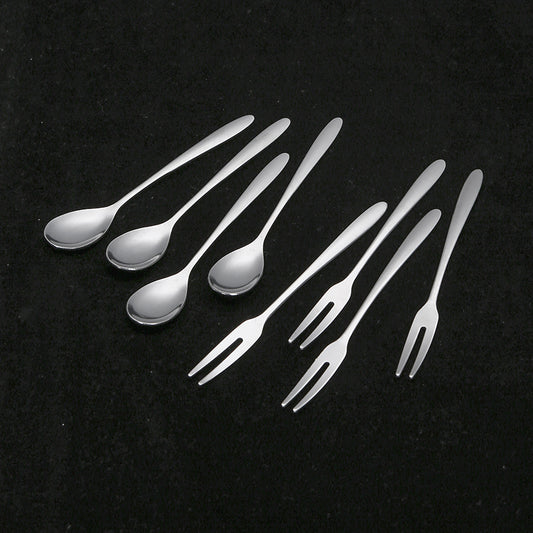 Dessert Forks and Spoons Silverware Set, Stainless Steel Mini Forks and Spoons Mini Coffee Spoons Teaspoon for Kitchen Party