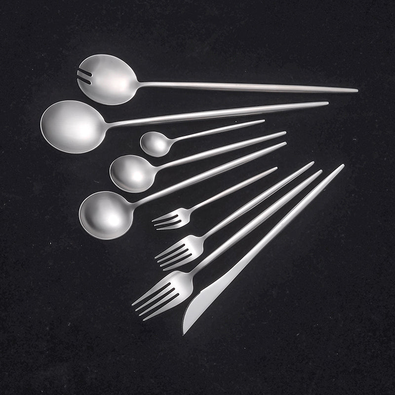 Minimalist Nordic Style High Quality Stainless Steel Knife Fork Spoon Set 9-Piece Household Use