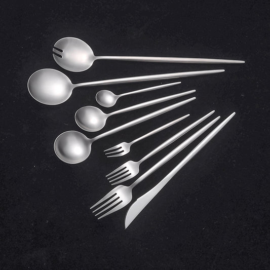 Minimalist Nordic Style High Quality Stainless Steel Knife Fork Spoon Set 9-Piece Household Use
