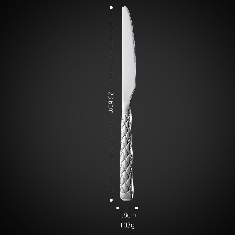 Buyer Star Silverware - Stainless Steel Argyle Cutlery Utensils Includes Forks, Knives, Spoons Perfect for Wedding & Party