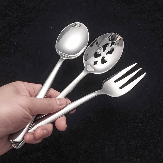 Large Serving Utensils Set Stainless Steel Silver Serving Utensils Serving Fork Serving Spoon Slotted Serving Spoons for Party Buffet Banquet