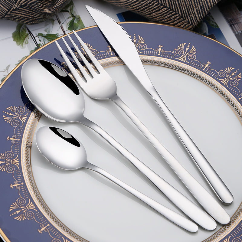 Amazon Hot Sale Silver Cutlery Set Knife Fork and Spoon  with Elegant Packing