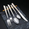 Bulk Gold Knife Fork Spoon Cutlery Set Stainless Steel Square Handle Flatware Set
