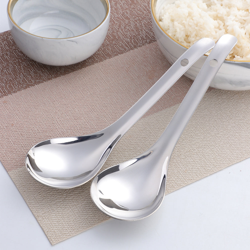 Factory Wholesale Multi-Color Dinner Spoon 304 Stainless Steel Kitchen Rice Spoon Cutlery Metal Spoon