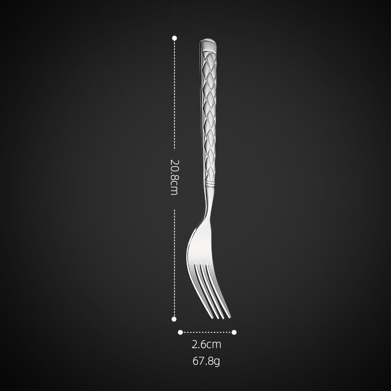 Buyer Star Silverware - Stainless Steel Argyle Cutlery Utensils Includes Forks, Knives, Spoons Perfect for Wedding & Party
