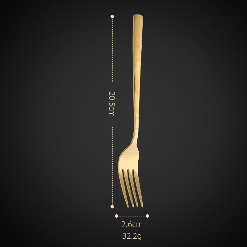 Eco-Friendly Reusable Stainless Steel Ring Handle Knife Fork Spoon Set Gold Flatware Luxury Cutlery Set