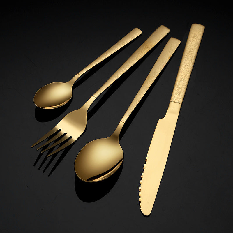 4pcs Stainless Steel Gold Cutlery for Upscale Events & Banquets