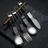 Cutlery Set Portabel Ultralight Folding Utensil Spoon Fork Knife Flatware for Home Use Outdoor Travel Camping (4 Pcs Set)