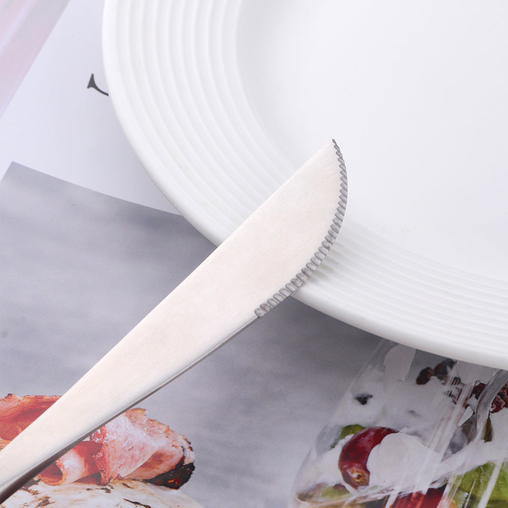 Restaurant Silver Flatware Set Dinner Spoons Forks and Knife Stainless Steel Cutlery 5 Set/Sets(Min. Order)