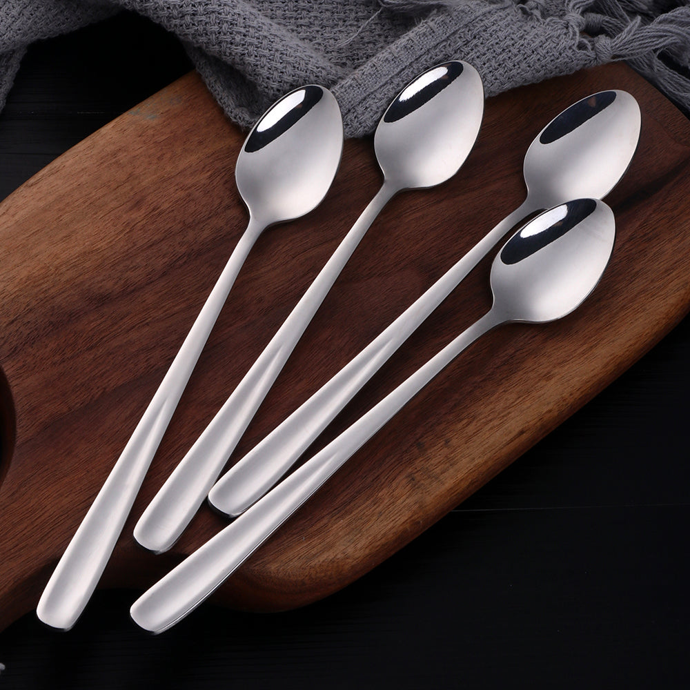Customize colorful long handle stainless steel cocktail ice cream mixing dessert spoon shopify 50 Piece/Pieces(Min. Order)