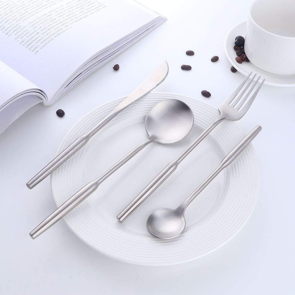 Restaurant Silver Flatware Set Dinner Spoons Forks and Knife Stainless Steel Cutlery 5 Set/Sets(Min. Order)