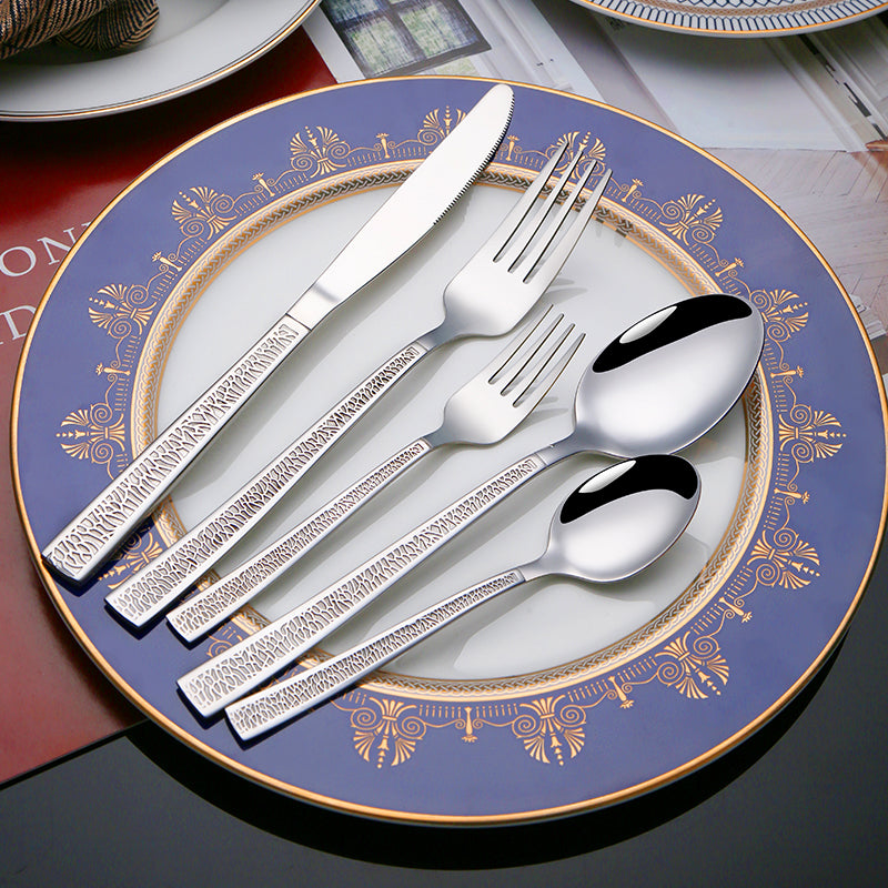 Wholesale High Quality Hand Forged Flatware Gold Stainless Steel Cutlery Set for Wedding