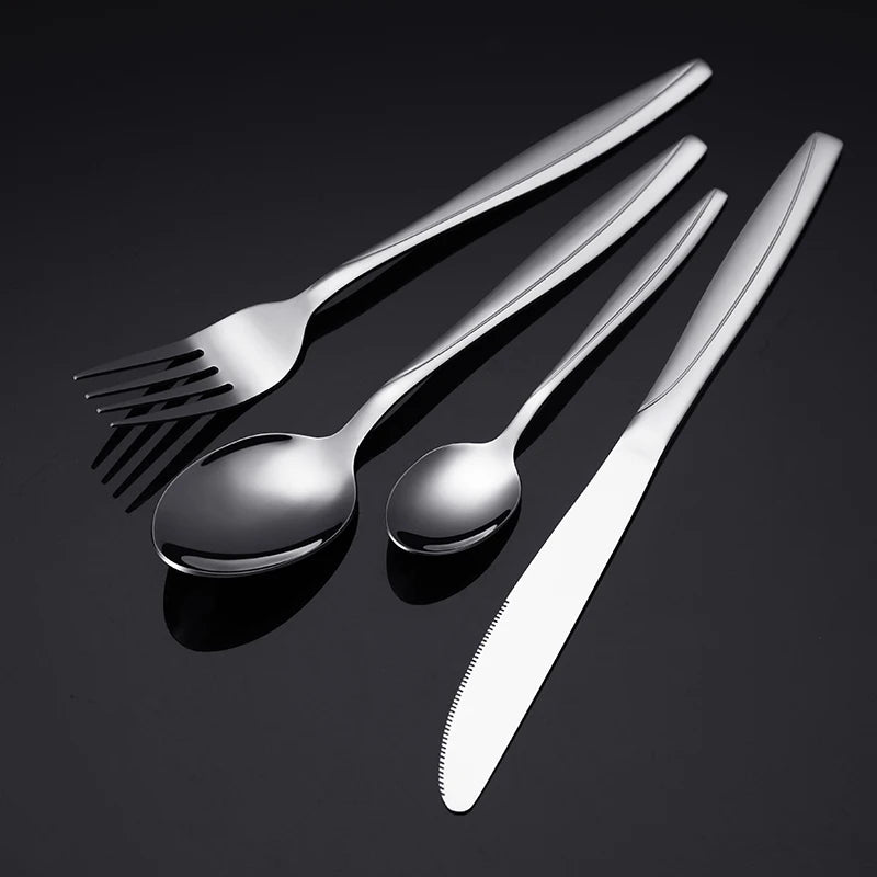 French Moonlight Wedding Cutlery Gold Silverware Elegant Flatware Set