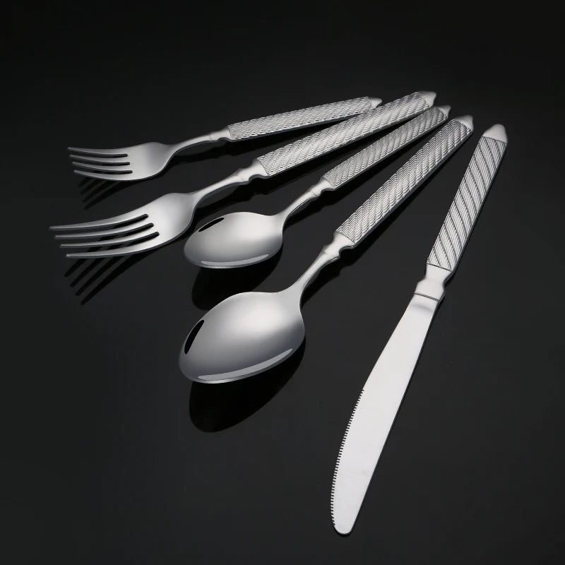 Luxury Flatware Matte Gold Painted Cutlery Set Stainless Steel