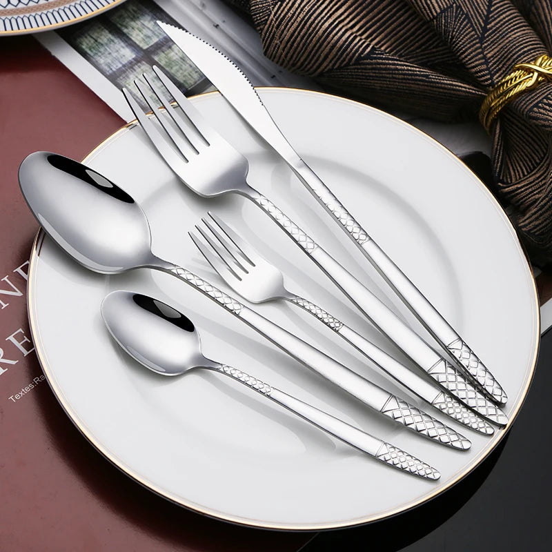 Wholesale Price Stainless Steel Wedding Banquet Plated Cutlery Silverware Flatware Spoon And Fork Set