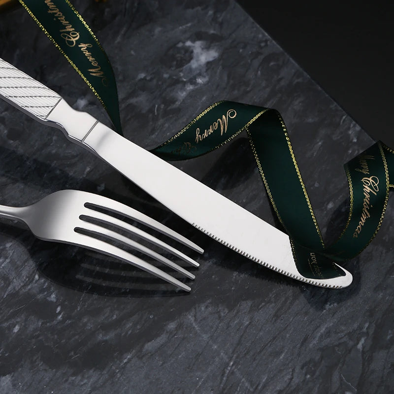 Luxury Flatware Matte Gold Painted Cutlery Set Stainless Steel