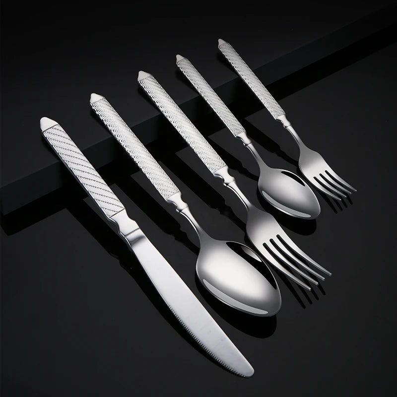 Luxury Flatware Matte Gold Painted Cutlery Set Stainless Steel