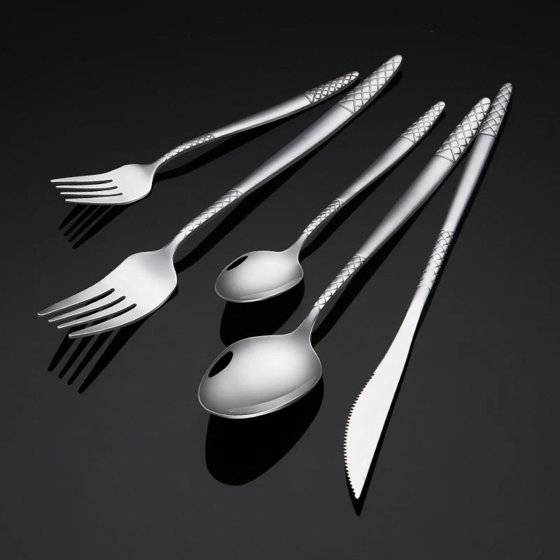 Wholesale Price Stainless Steel Wedding Banquet Plated Cutlery Silverware Flatware Spoon And Fork Set