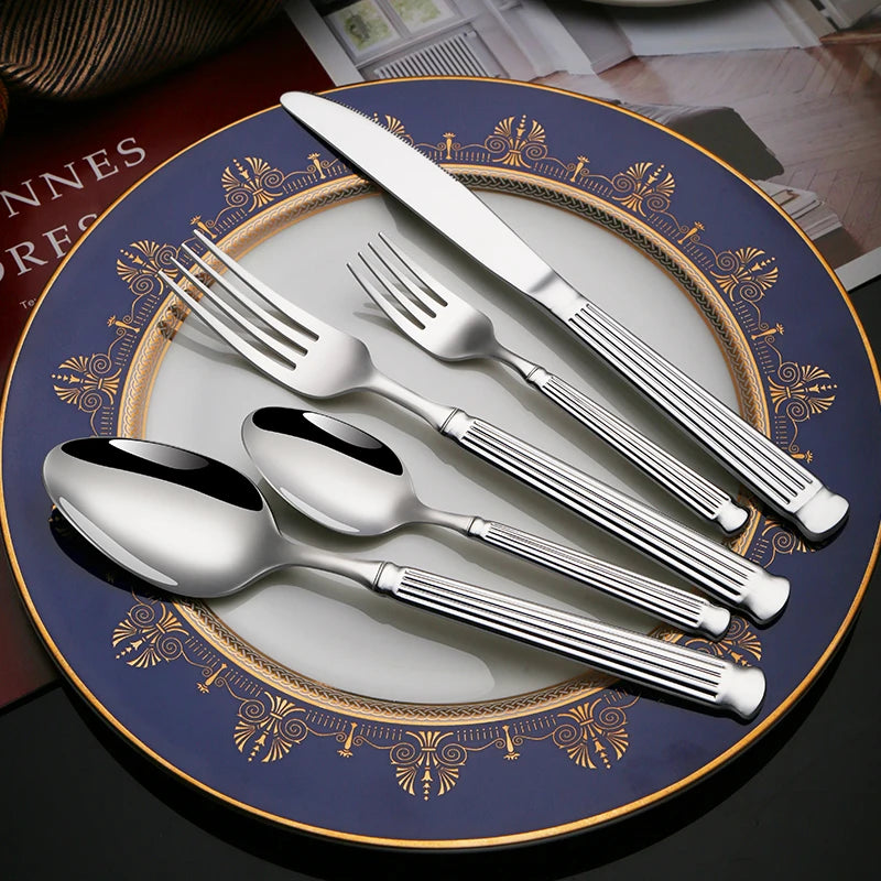 Luxury Flatware Matte Gold Painted Cutlery Set Stainless Steel
