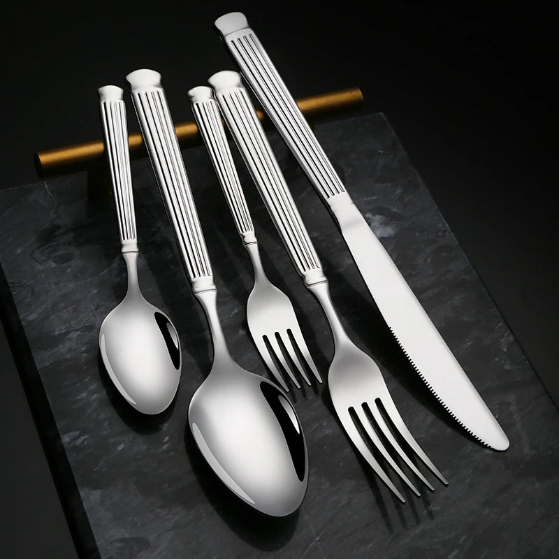 High and luxury handle wedding stainless steel vintage cutlery set flatware for rental