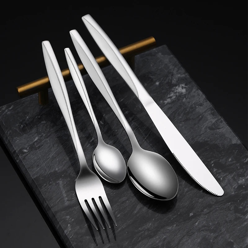 French Moonlight Wedding Cutlery Gold Silverware Elegant Flatware Set