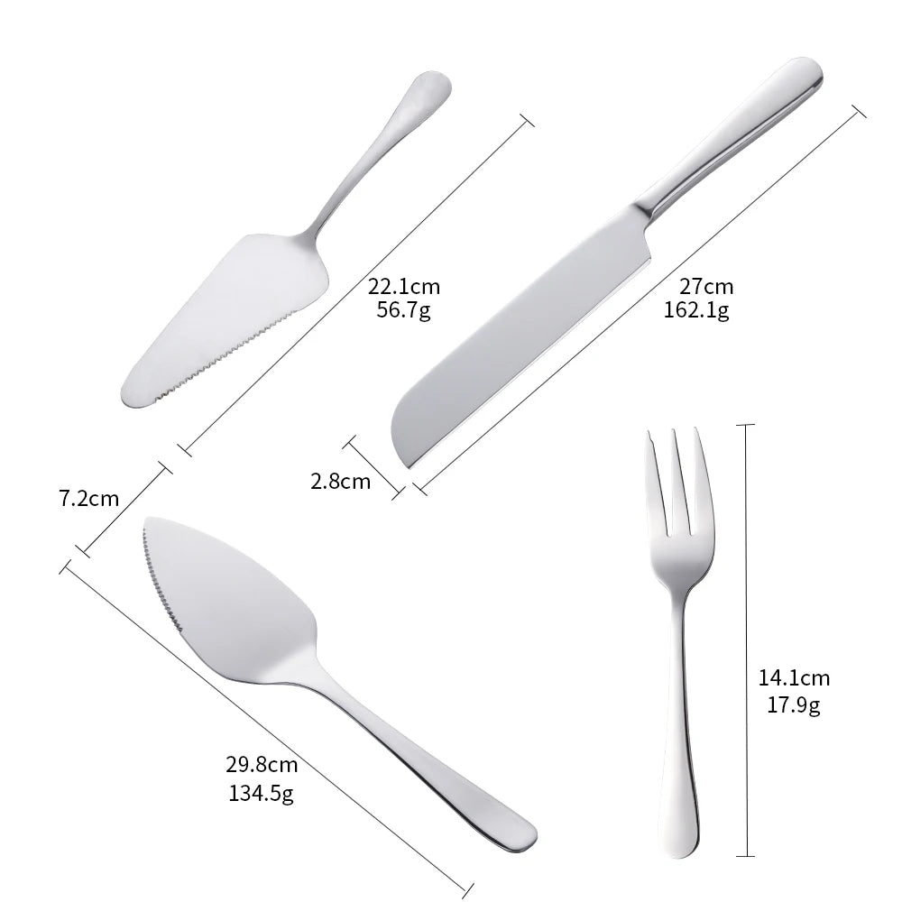 Colorful Stainless Steel Pizza Cream Cake Shovel Knife Fork Spoon Set Baking Tools