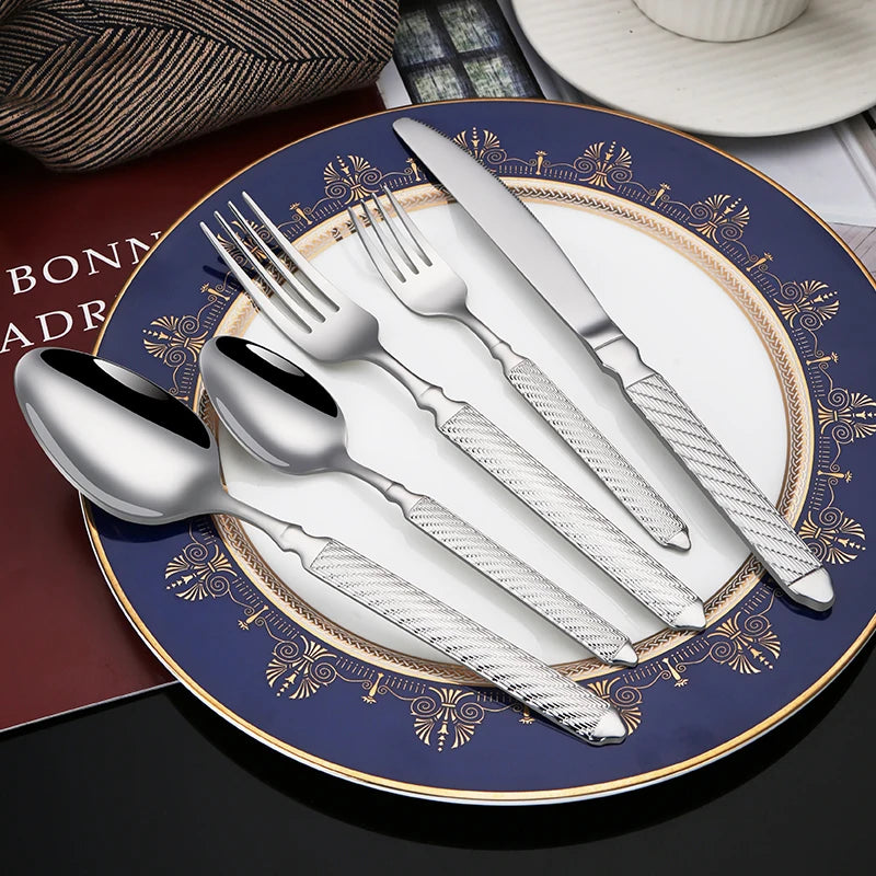 Luxury Flatware Matte Gold Painted Cutlery Set Stainless Steel