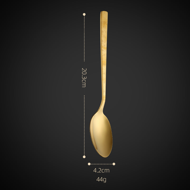 Eco-Friendly Reusable Stainless Steel Ring Handle Knife Fork Spoon Set Gold Flatware Luxury Cutlery Set