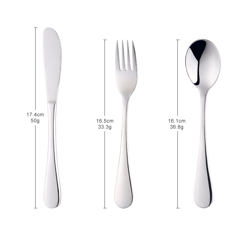 Stainless Steel 18/10 Tableware Color plated White Handle Kids Children Cutlery Set