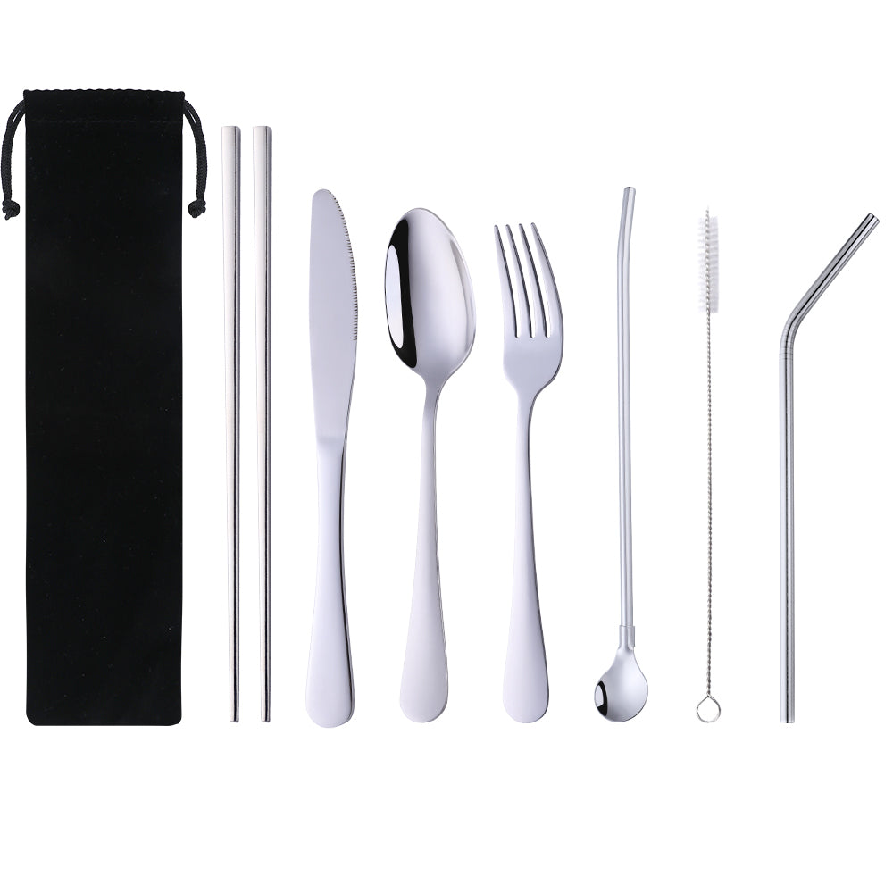 7Psc Travel Spoon Chopstick Flatware Portable Sets with Straw Camping Cutlery Set 6000 Piece/Pieces(Min. Order)