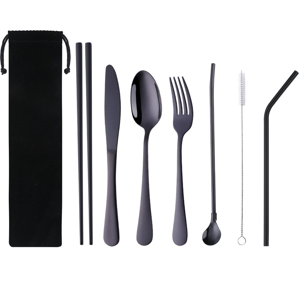 7Psc Travel Spoon Chopstick Flatware Portable Sets with Straw Camping Cutlery Set 6000 Piece/Pieces(Min. Order)