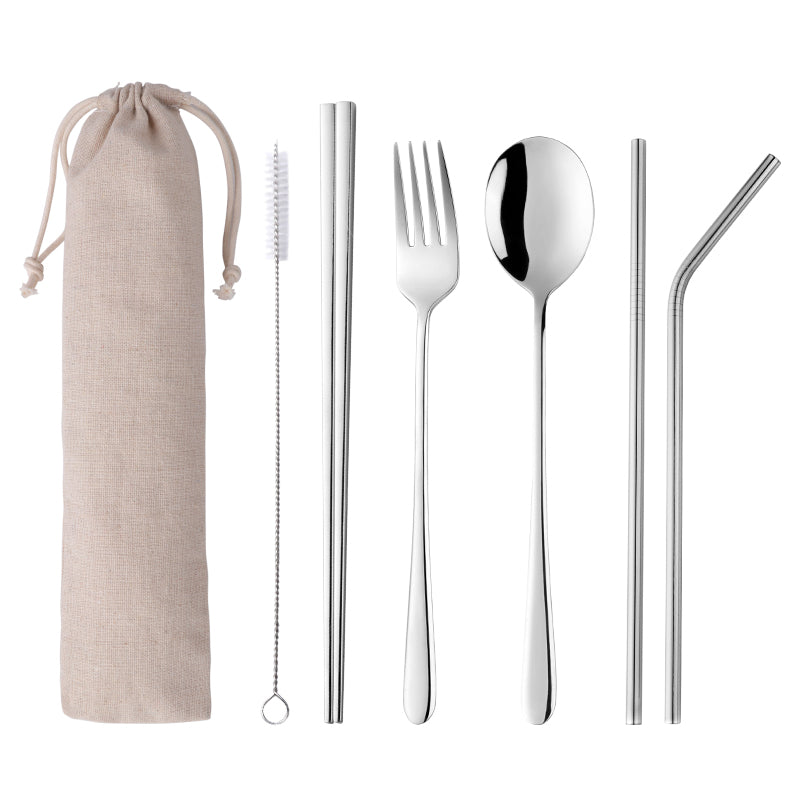 New product ideas 2021 stainless steel drinking straw and cutlery set for outdoor 2 Set/Sets(Min. Order)