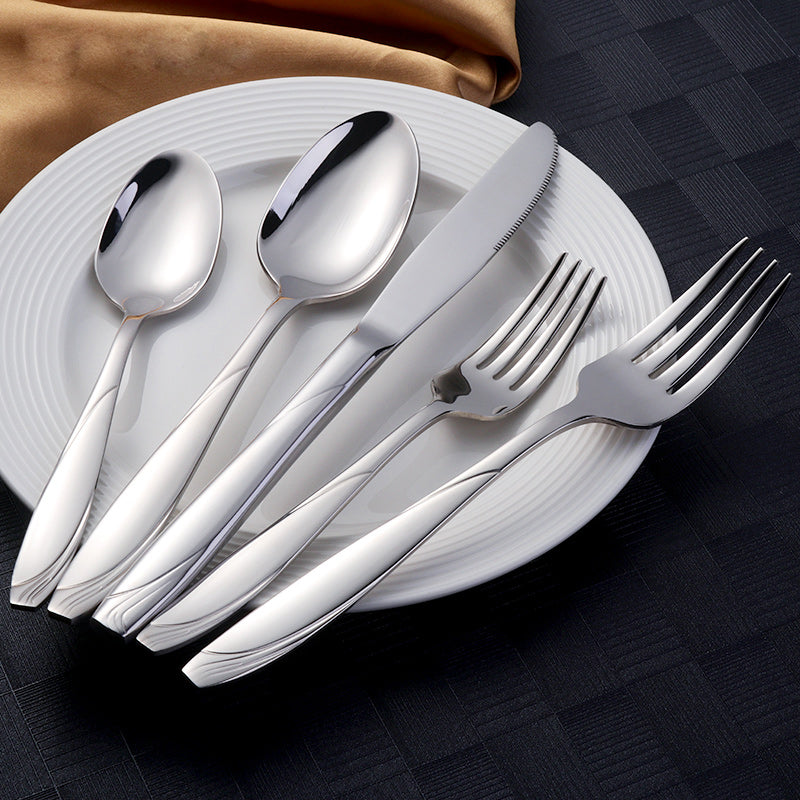Outlet store  Luxury hotel restaurant new 5 pieces stainless steel cutlery set with box